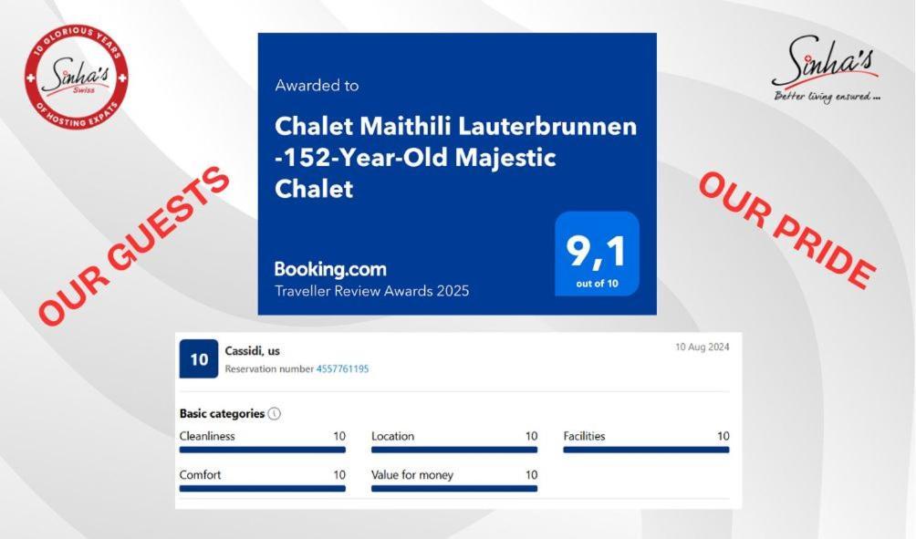 Chalet Maithili Lauterbrunnen -152-Year-Old Majestic Chalet מראה חיצוני תמונה